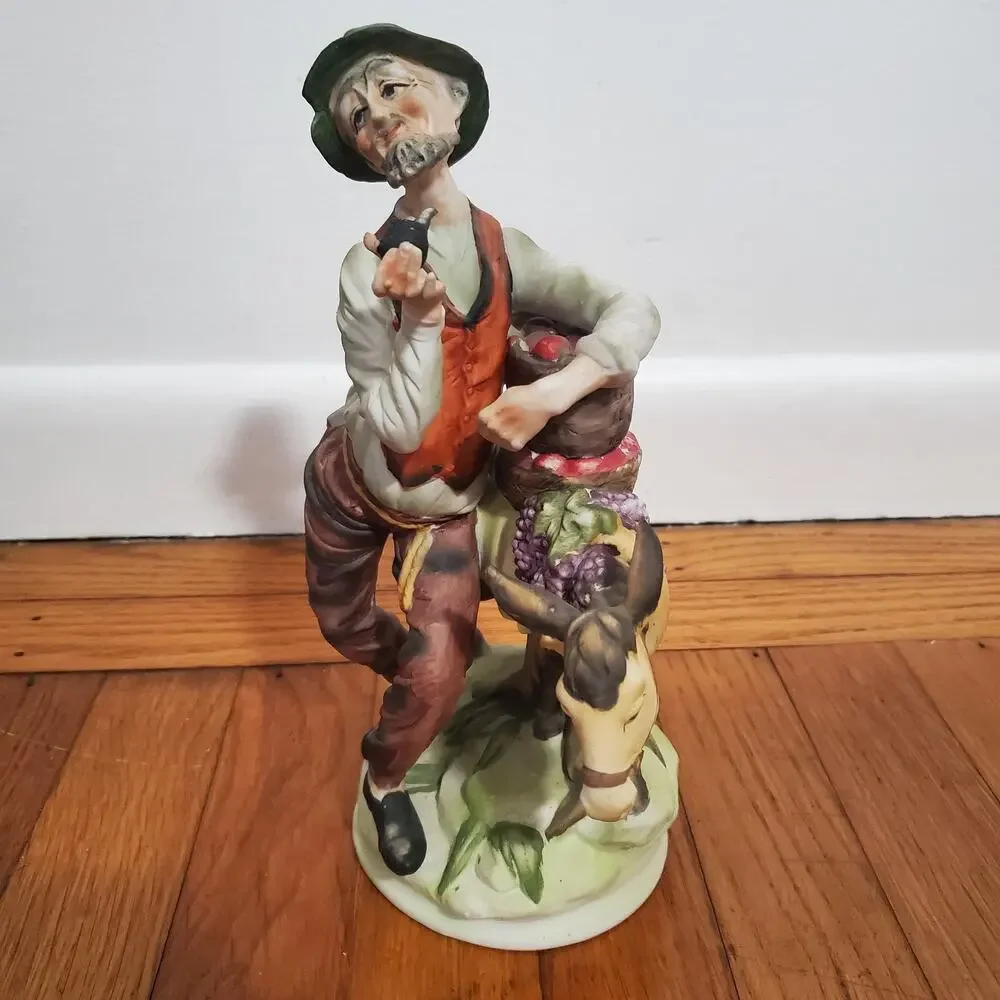 Vintage Ceramic Man & Donkey Figurine 11